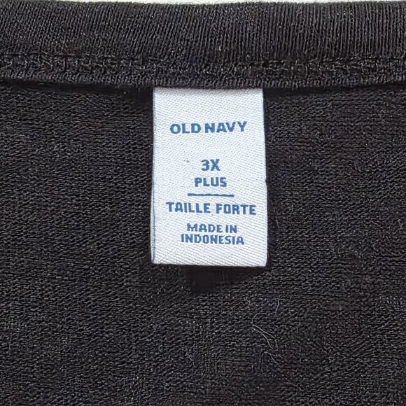 Old Navy T Shirt Maxi Dress 3X Black SS Linen Blend Slits Pullover Goth Cottage - Picture 3 of 15
